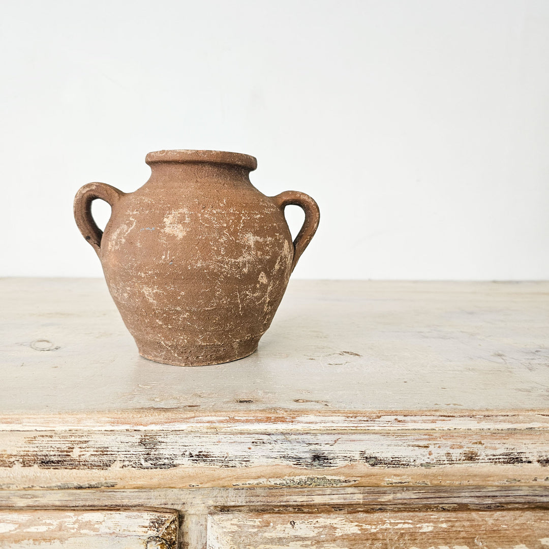 Artisanal Turkish pottery vessel for rustic home decor
