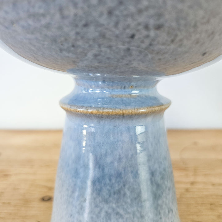 Glazed pedestal bowl for eggs