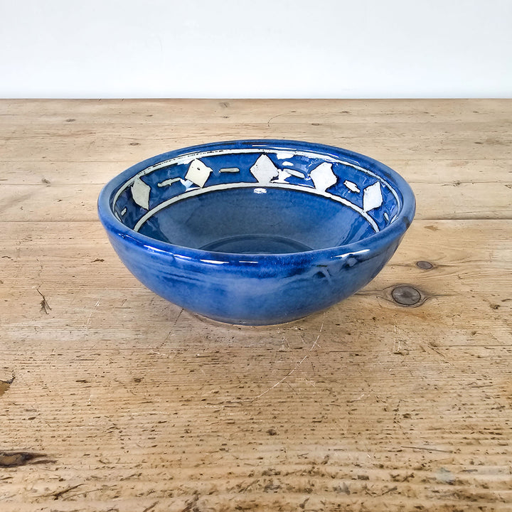 Decorative blue bowl with glazed finish