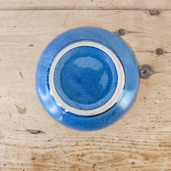 Vintage blue bowl with artistic diamond pattern