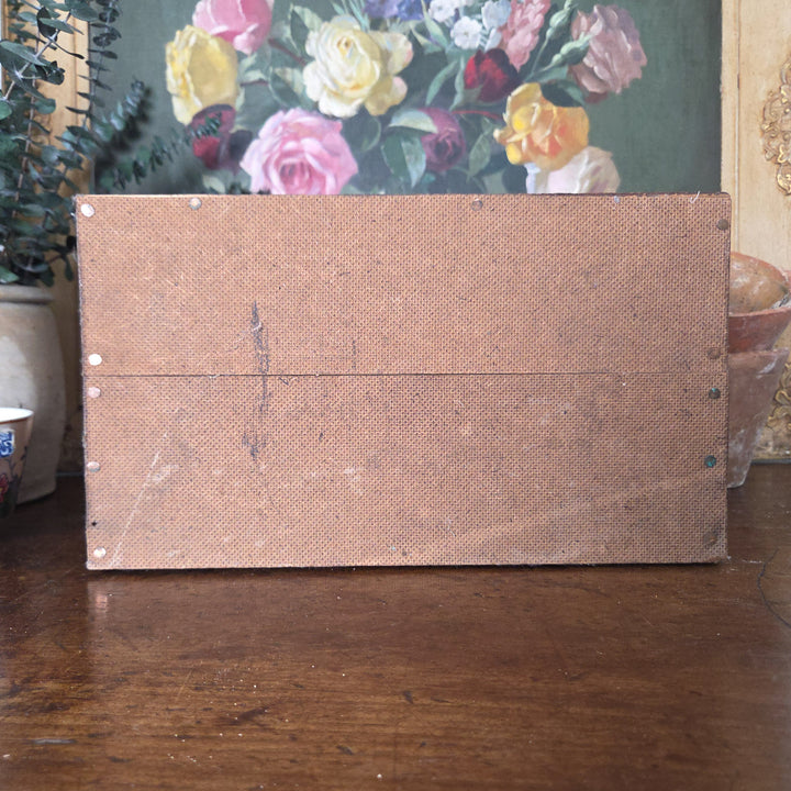 Early Victorian tabletop drawers made of pine with turned knobs and painted fronts. The original finish shows age-related wear, perfect for farmhouse style interiors or as antique storage furniture.