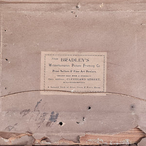 Framed antique landscape painting, Victorian oil on board with rural trees and sky, decorative gilt frame enhances traditional design, a refined choice for vintage or country house interiors.
