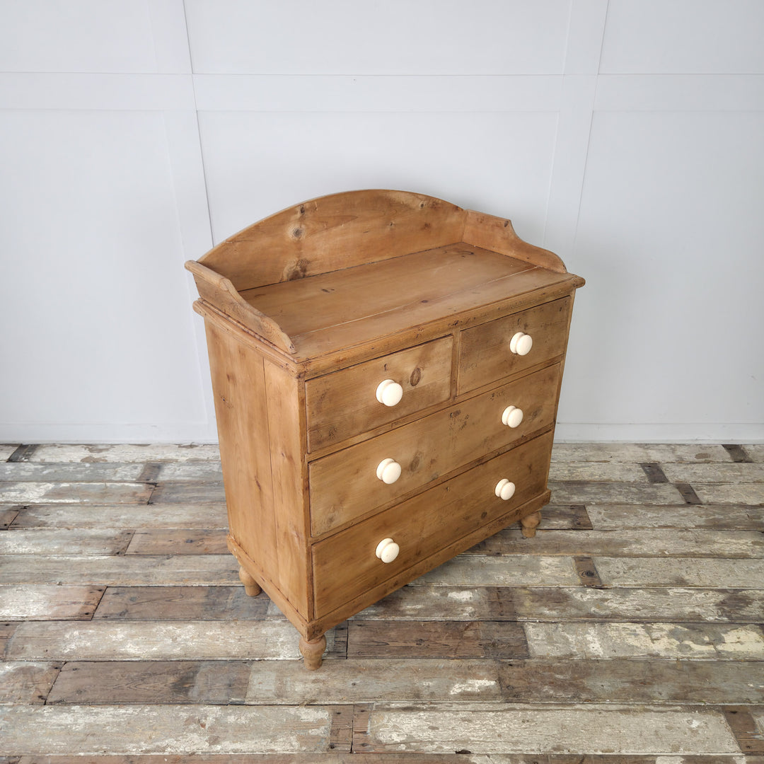 A four-drawer chest of drawers in Victorian pine, combining practical storage and period design for versatile home use