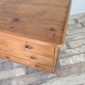 19th century Victorian pine chest of drawers with four drawers, bun feet and waxed pine finish. This antique chest provides generous storage space and rustic character, making it a versatile piece for farmhouse bedrooms, traditional kitchens or vintage-inspired interiors where authentic pine furniture adds depth, warmth and timeless appeal to the home.
