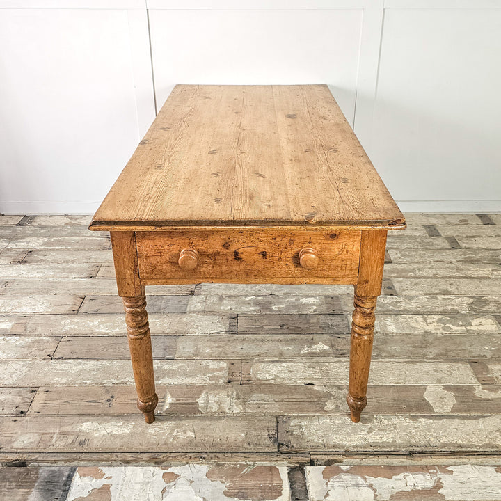 antique farmhouse prep table with turned legs