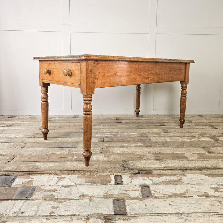 victorian pine table with rectangular top and apron
