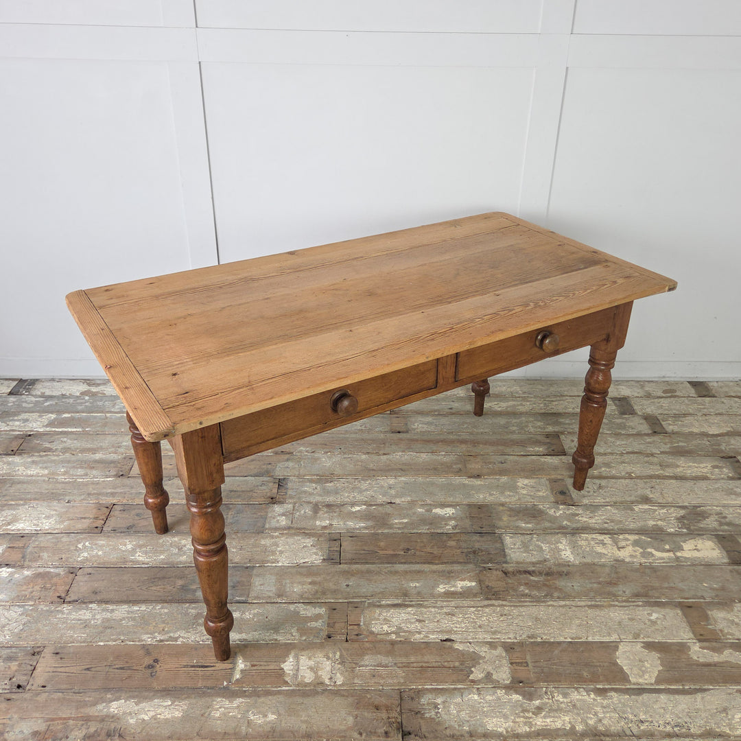 Antique kitchen prep table, Victorian pine with storage drawers and rustic finish, well-suited for both traditional and contemporary homes.
