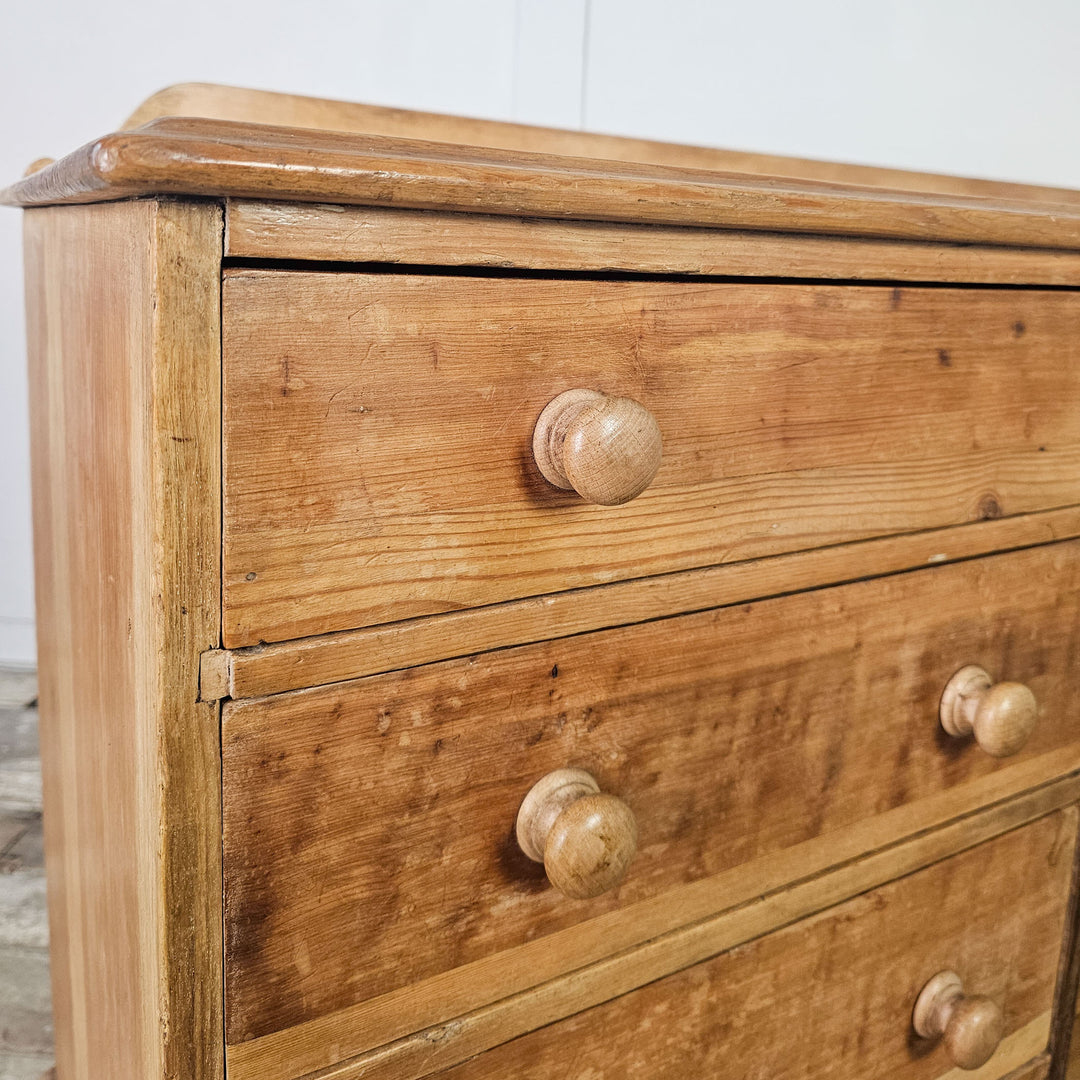 19th-century pine sideboard with wax-enhanced patina.
