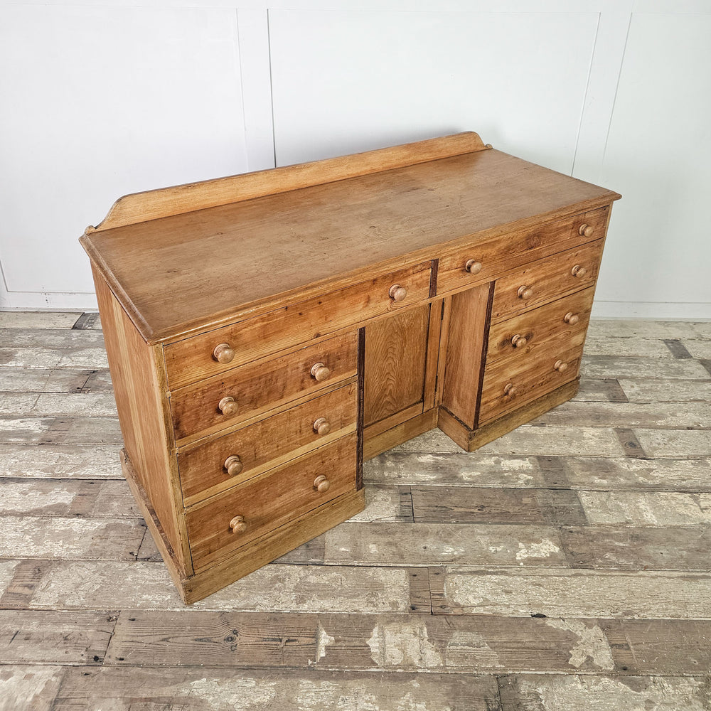 Traditional pine sideboard sealed with furniture wax for a natural finish.
