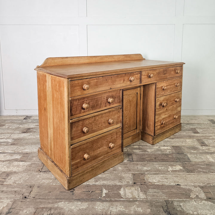 Pine wood sideboard with furniture wax finish, Victorian design.
