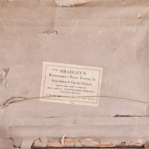 Victorian oil painting framed in decorative gilt, featuring a tranquil countryside view with a rustic building. Painted in soft, muted tones, this 19th century artwork provides a touch of authentic period style for vintage and classic interiors.