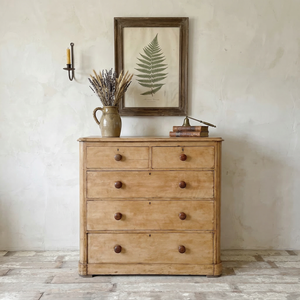 Antique Victorian pine chest of drawers with five graduating drawers and original painted finish
