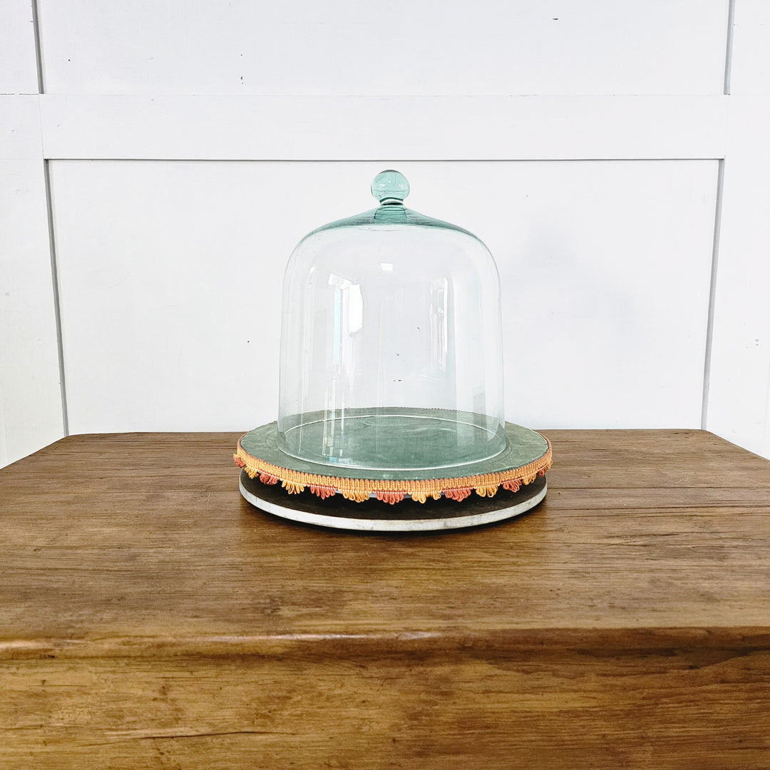 Vintage Glass Cloche Dome with Stand, 1950's