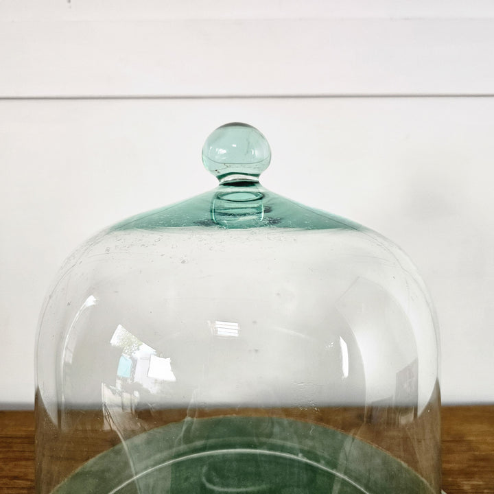 Vintage Glass Cloche Dome with Stand, 1950's