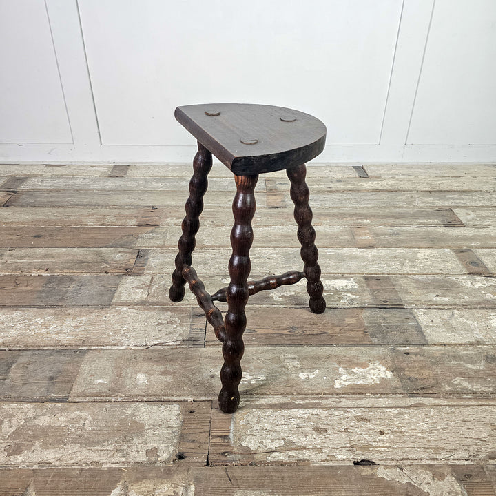 Vintage demi-lune seat oak stool.
