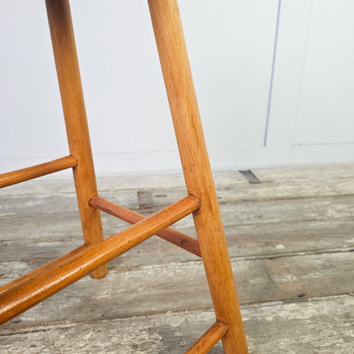 Elm wood stool from mid-century, slight height variations available.
