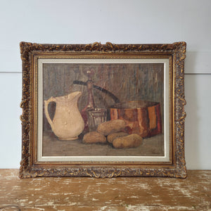 Rustic Vintage Still Life Oil Painting