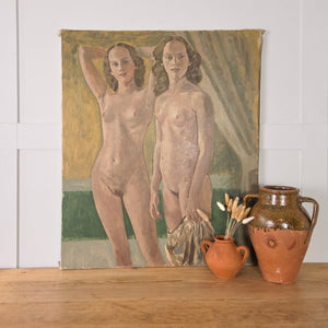 An original nude portrait painting from the mid-20th century, with a minimal composition and balanced tones, well-suited to bedrooms, landings or living rooms.
