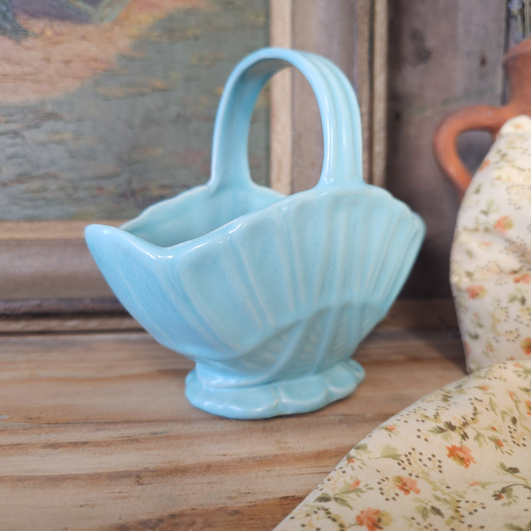 Fluted ceramic vase in basket form by Gowancroft Pottery