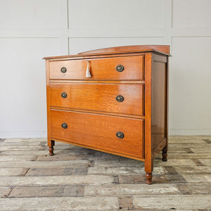 Vintage oak chest of drawers, oval decorative handles