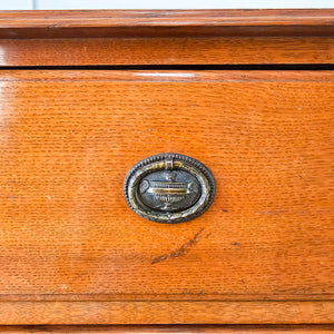 Waring and Gillow oak chest, antique three drawer dresser
