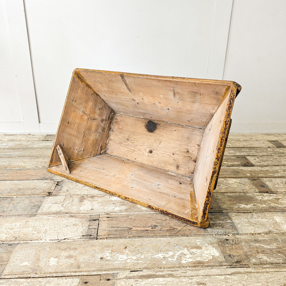 Rustic antique pine dough trough with original paint remnants