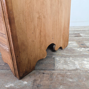 Early 20th century ash storage chest with four drawers, brass swan-neck handles and solid plinth base.
