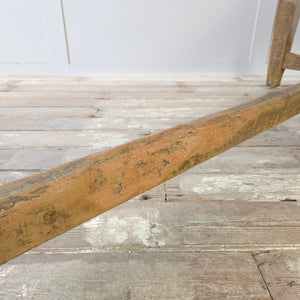 Antique kitchen preparation table with scrubbed top and painted pine base
