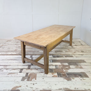 Victorian kitchen island table with chunky square legs and H-stretcher
