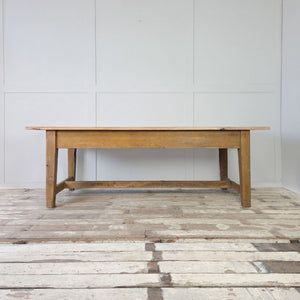 19th century work table with single drawer to front apron and H-stretcher base