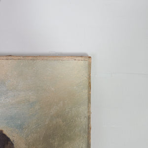 19th Century dog art portrait on an unframed canvas featuring a Victorian collie study.
