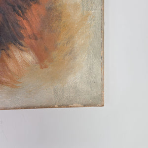 19th Century painting of a dog portrait on hand-painted canvas attached to a wood stretcher.
