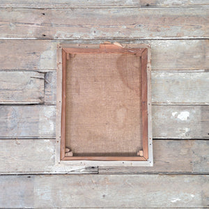 Portrait painting of a collie dog in oil on canvas mounted on a traditional wooden stretcher.
