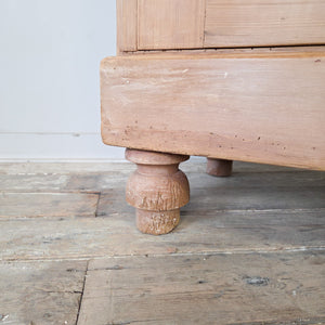Victorian pine cottage dresser with moulded cornice, open shelves and turned bun feet
