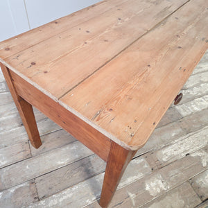 Rustic Victorian pine console table with two drawers and a beautiful timeworn three plank top
